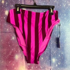 New with tags pink striped high waist high leg cheeky bikini bottoms 🛍